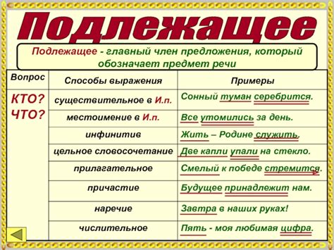 Возможности и задачи подлежащего в составе предложения