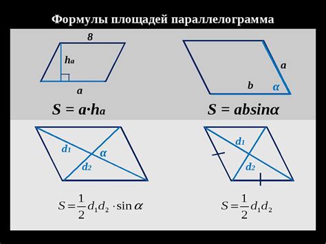 Вычисление площади параллелограмма с использованием формулы