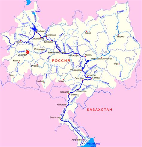 Географическое расположение и протяженность реки Волга