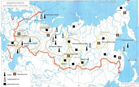 Географическое распределение мест, где сосредоточены запасы газа, в необъятной России