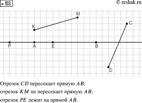 Графическое представление взаимоположения прямой АВ и луча СД