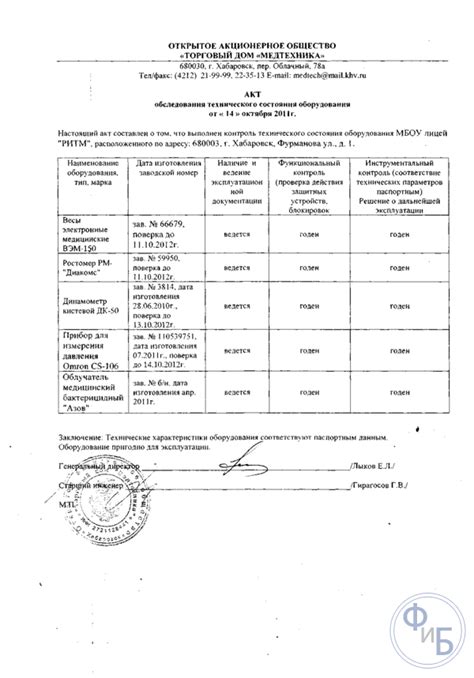 Информация о техническом состоянии автомобиля