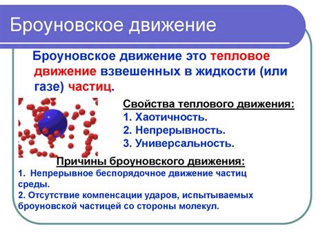 Исследование движения частиц в жидкости: основные концепции и факторы Броуновского движения