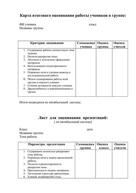 Критерии определения производительности ученика на контрольной работе