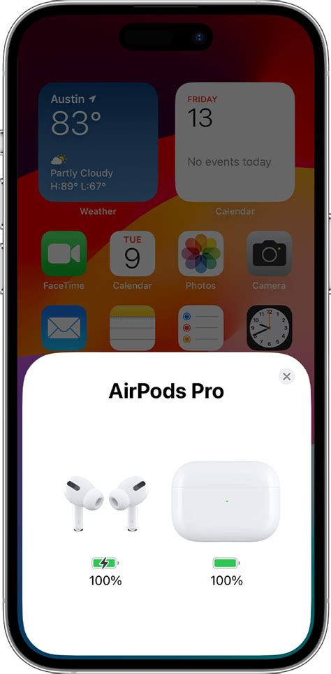 Место отображения уровня заряда AirPods 2
