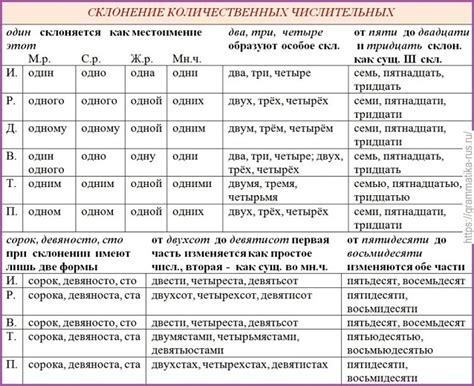 Образование числительных в различных падежах: особенности и примеры