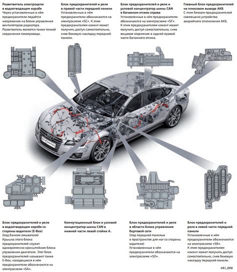 Общая концепция представления местонахождения предохранителей на автомобиле Audi A6