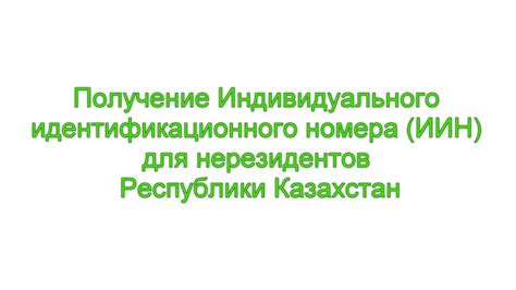 Об процессе присвоения индивидуального идентификационного номера (ИИН) нерезидентам Казахстана