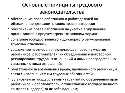 Основные принципы и нормы трудового законодательства в РФ