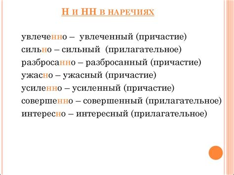 Особенности ударения в прилагательных и наречиях