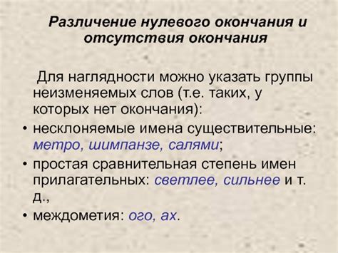 Особые ситуации при применении нулевого окончания и отсутствия окончания