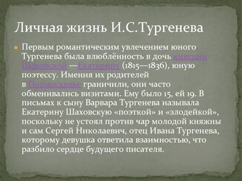 Отражение социальных аспектов окружения юного Тургенева