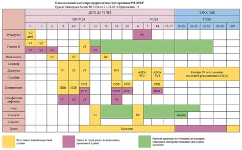 Примерный план вакцинации в зависимости от возраста ребенка