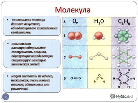 Различные размеры молекул