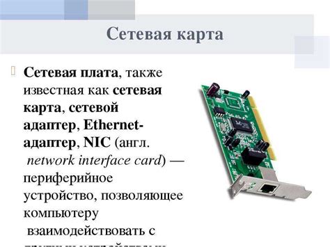 Расположение физической сетевой карты в системном блоке