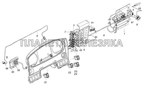 Расположение центра управления в грузовике Камаз 6520