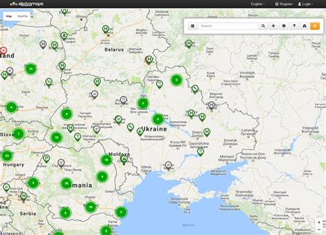 Распределение сети станций для зарядки электромобилей по регионам Российской Федерации