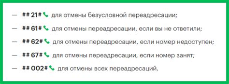 Рекомендации в случае неудачной попытки отключения переадресации голосовых вызовов