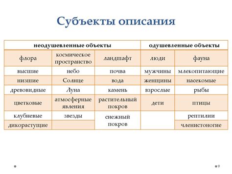 Свойства и особенности передаваемые с применением описательных слов