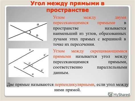 Соответствие углов между прямыми и их свойствам