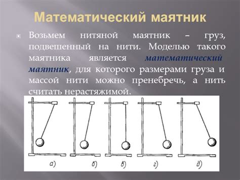 Составляющие маятника: подвес, масса и длина нити