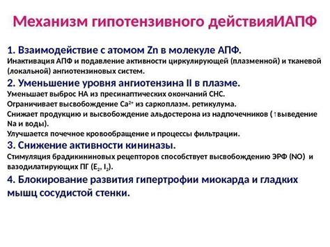 Сущность гипотензивного действия