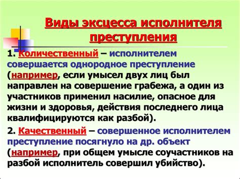 Сущность и варианты применения эксцесса в действиях исполнителя по закону