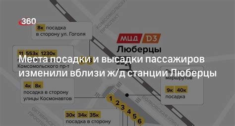 Удобные места для посадки и высадки