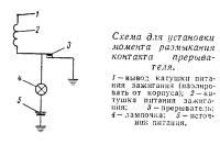 Установка положения контакта прерывателя