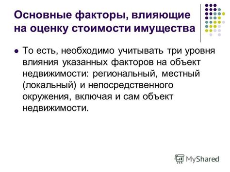 Факторы, влияющие на оценку стоимости активов