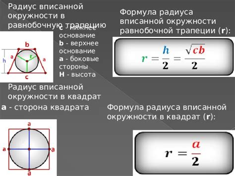 Формула вычисления положения центра вписанной окружности в трапецию