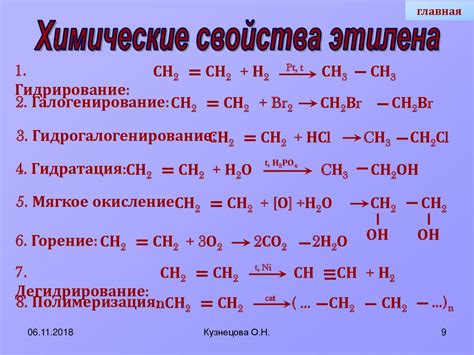 Химические свойства этилена