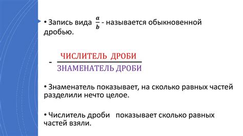 Что представляют собой числитель и знаменатель и как они взаимосвязаны?