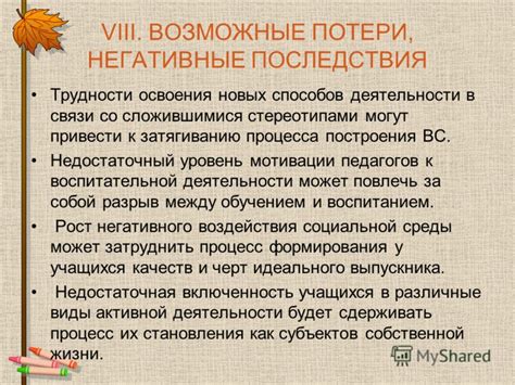  Возможные негативные последствия и трудности
