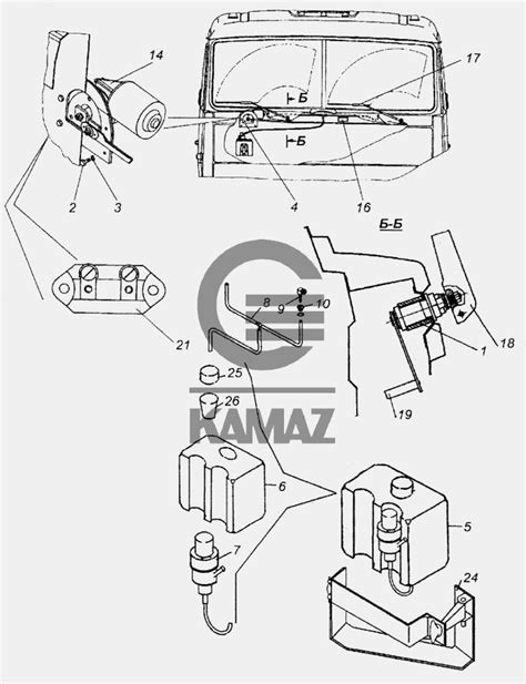  Размещение реле механизма очистки стекла на автомобиле КамАЗ 6520 